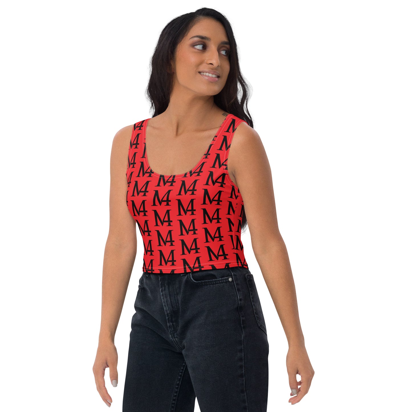 Red and Black Crop Top