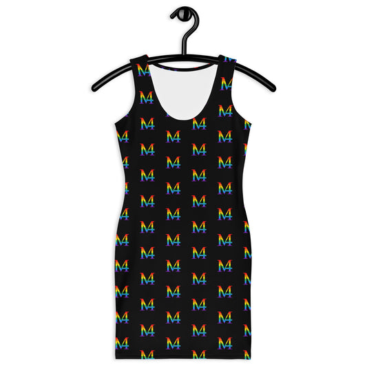 Rainbow logo fitted dress in black
