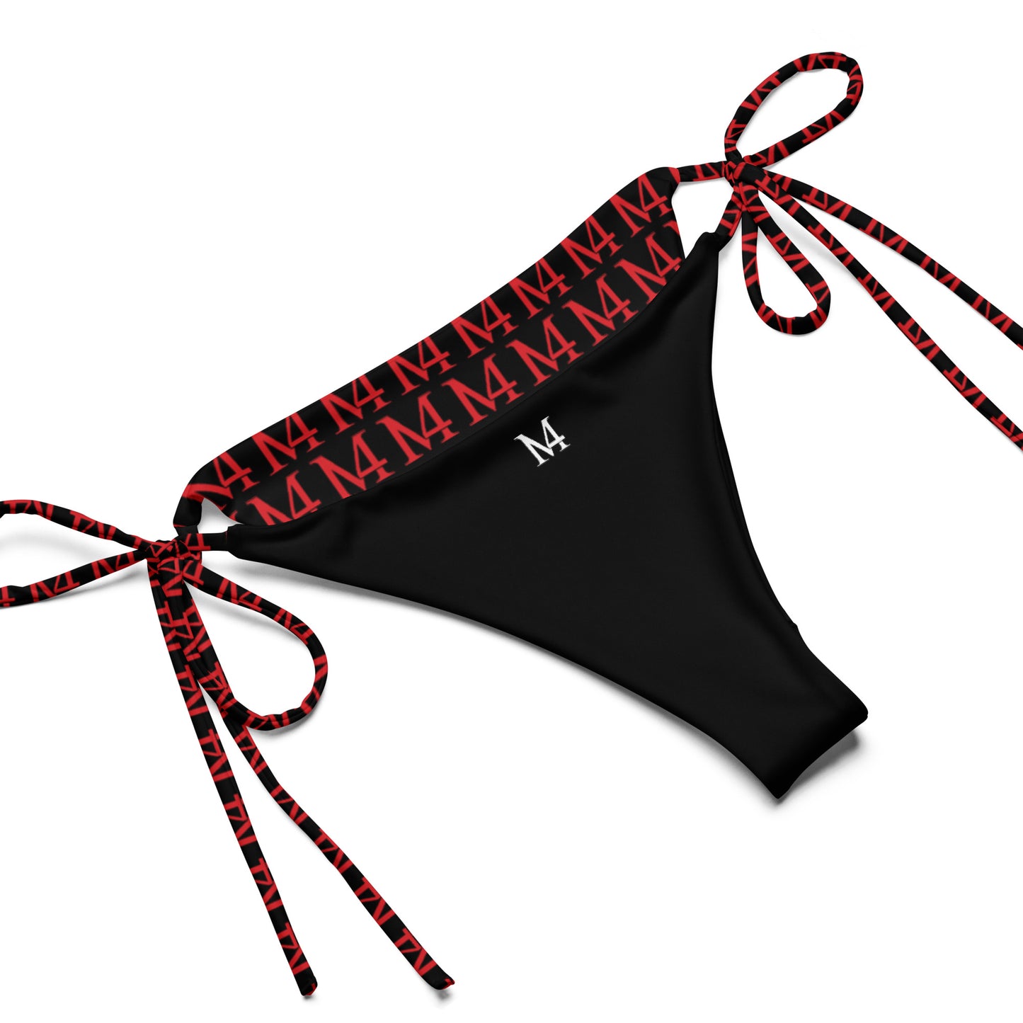 Black and Red All-over print recycled string bikini