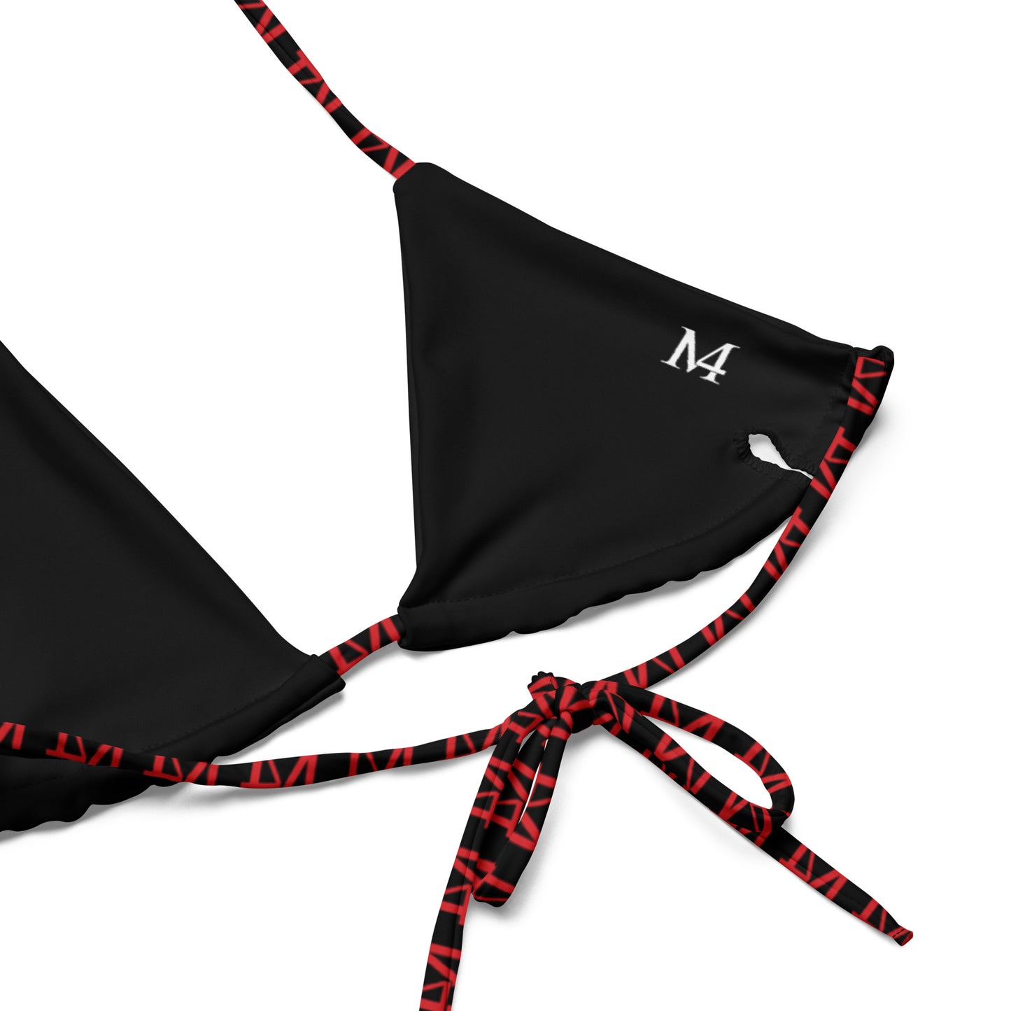 Black and Red All-over print recycled string bikini