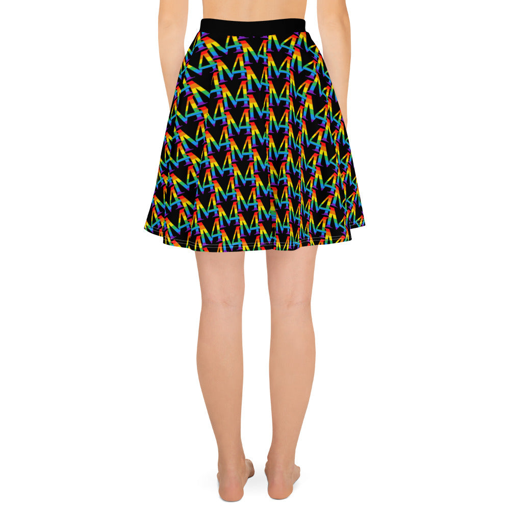 Rainbow Logo Skater Black Skirt