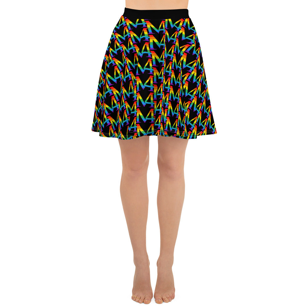 Rainbow Logo Skater Black Skirt