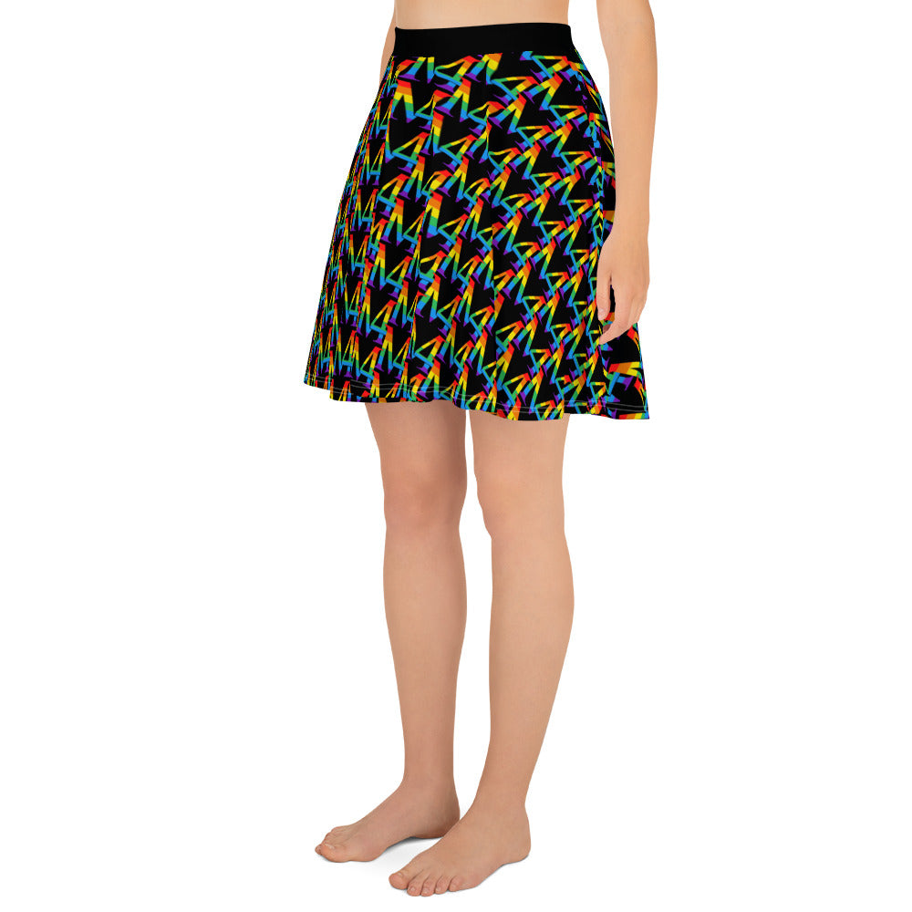 Rainbow Logo Skater Black Skirt