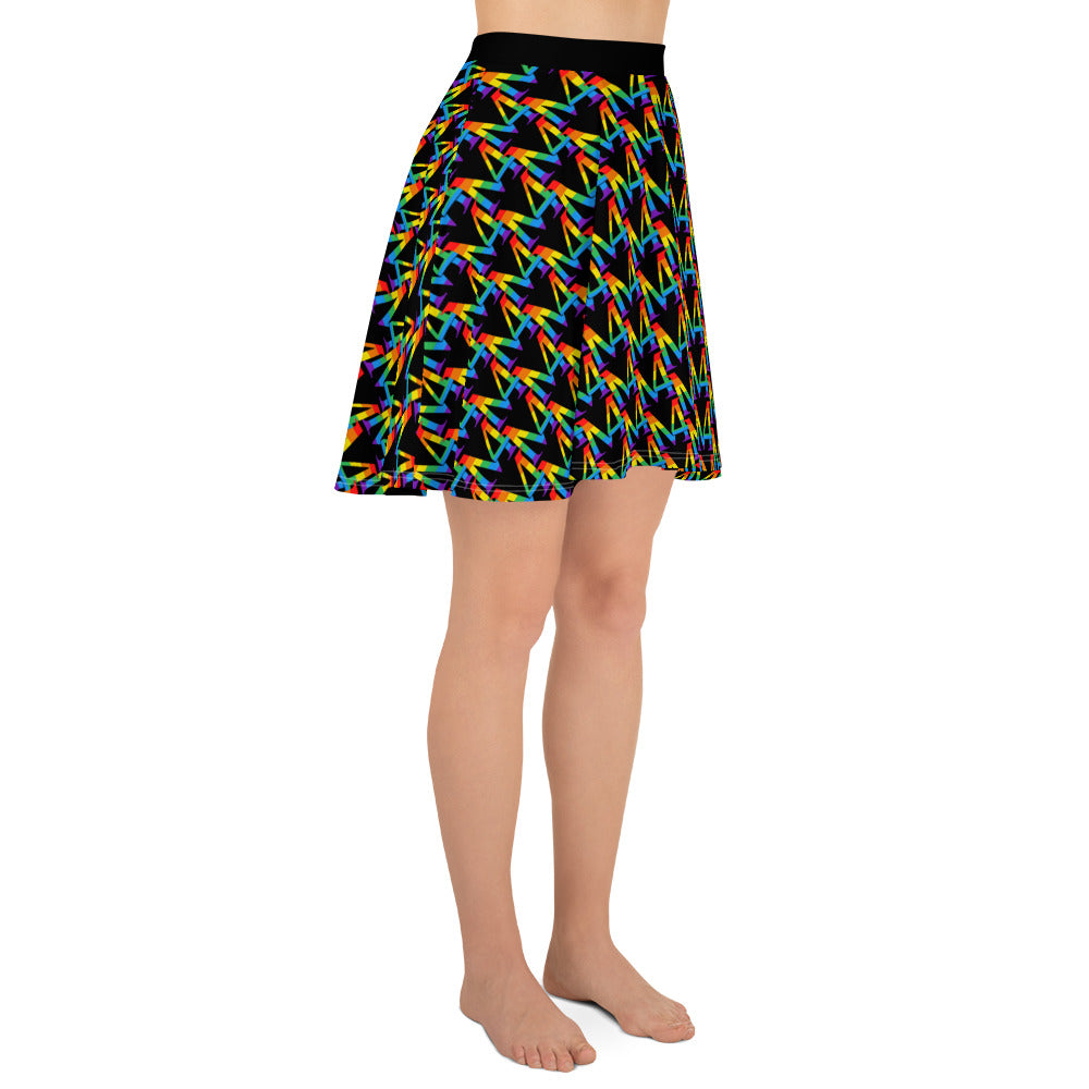 Rainbow Logo Skater Black Skirt